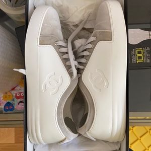 Chanel velvet and silver detail sneakers